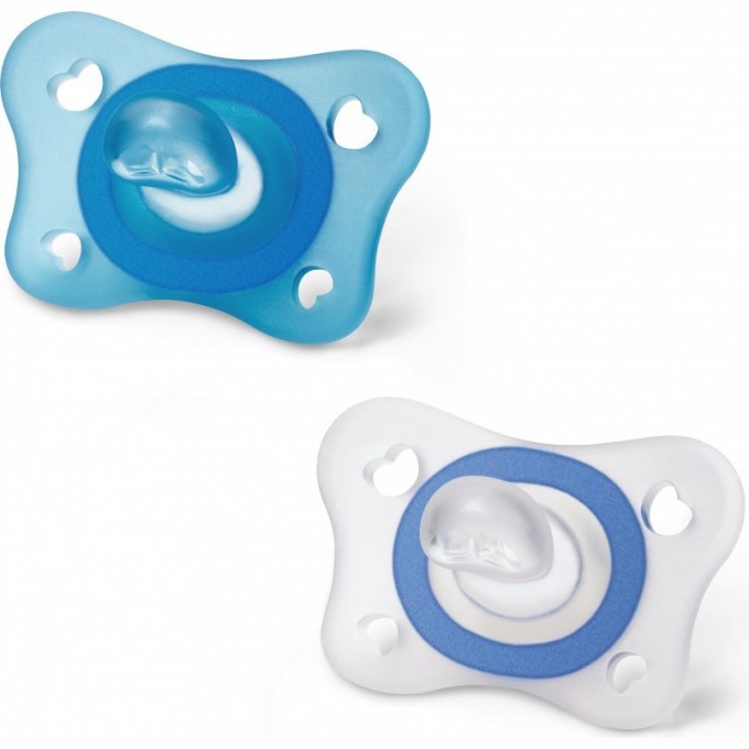 Пустышка силиконовая CHICCO PHYSIO SOFT MINI, 2мес+ 2 шт олубой 00073231210000