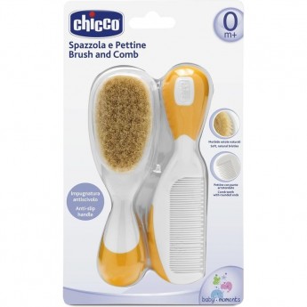 Расческа и щетка натуральная CHICCO оранжевый